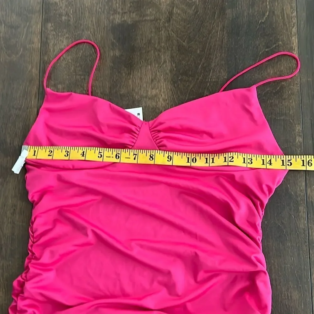 NWT Spaghetti Straps Bodycon Ruffle Hem Ruched Party , Cocktail Mini Dress - Picture 9 of 11